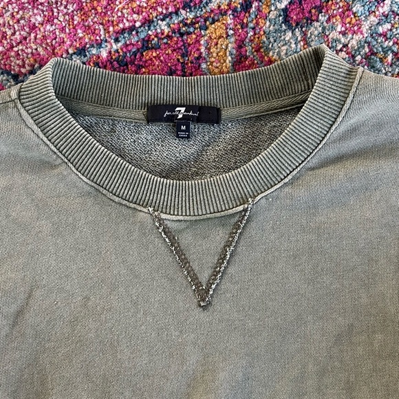 NWT 7 For All Mankind | Women’s olive green pullover ruffle sleeve sweatshirt, M - Picture 12 of 16